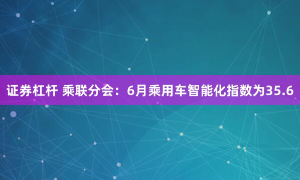 证券杠杆 乘联分会：6月乘用车智能化指数为35.6